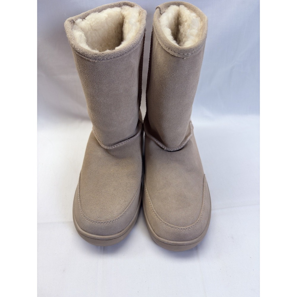 BEARPAW Emma Suede Faux Fur Lined Boots Womens Size 12 Beige Pull On SR-559